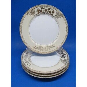 Chikaramachi Japan Vintage  Set Of 4 Salad Plates CHK3 Pattern Gold Trim READ